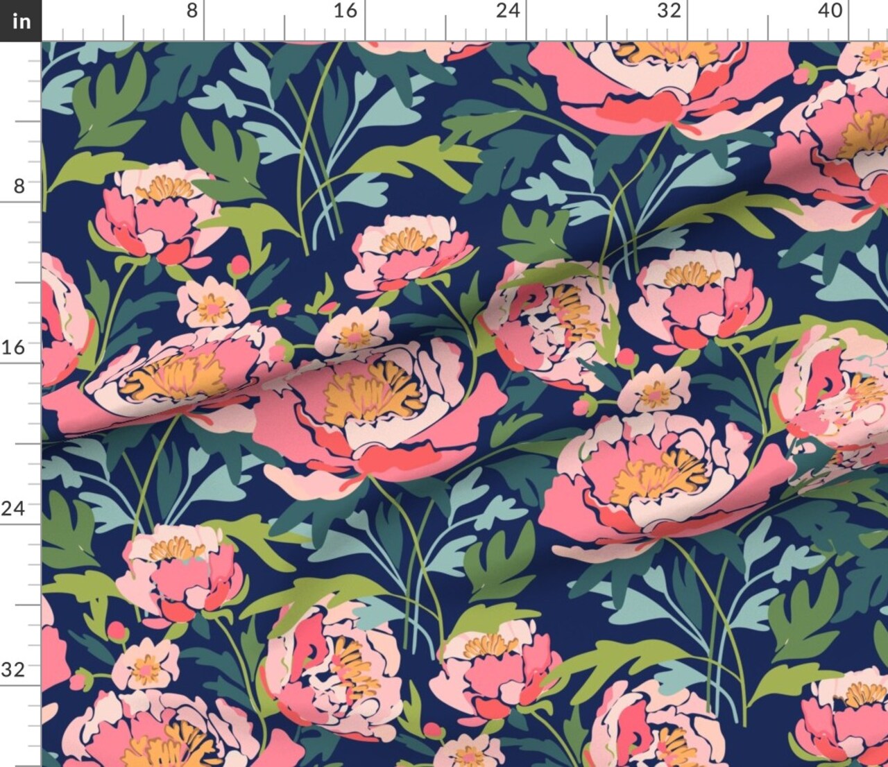 Various Fabrics by the Yard or Fat Quarter Floral Garden Botanical Landscape Peony Bold Spring Summer Party Colorful Flowers Pink Blue Green Abstract Large Scale Peonies Custom Printed Fabric by Spoonflower